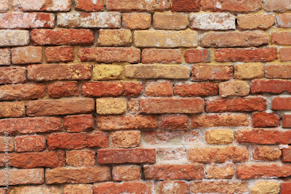 Obraz premium grungy red and yelow bricked wall, fantastic for backgrounds