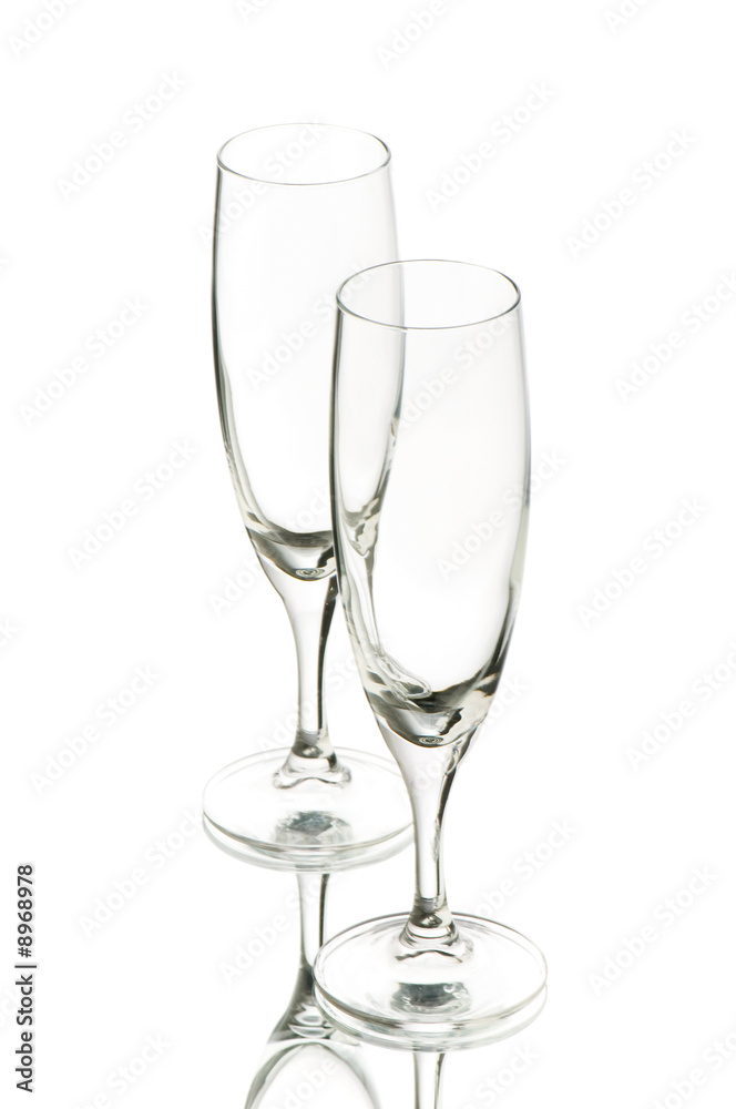 Two wine glasses isolated on the white