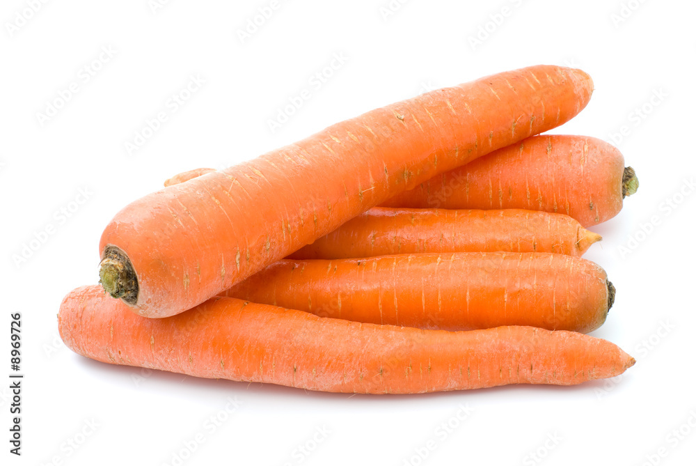Five carrots isolated on the white background Five carrots isolated on the white background