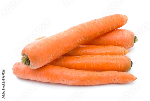 Five carrots isolated on the white background