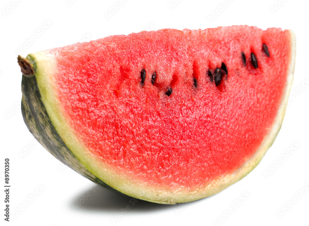 Watermelon slice detail isolated on white background Watermelon slice detail isolated on white background
