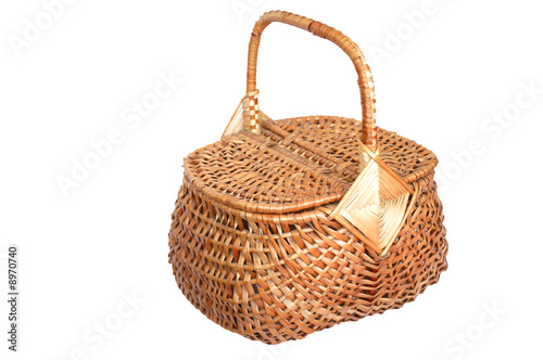 Wicker basket for picnic produts or other things photo