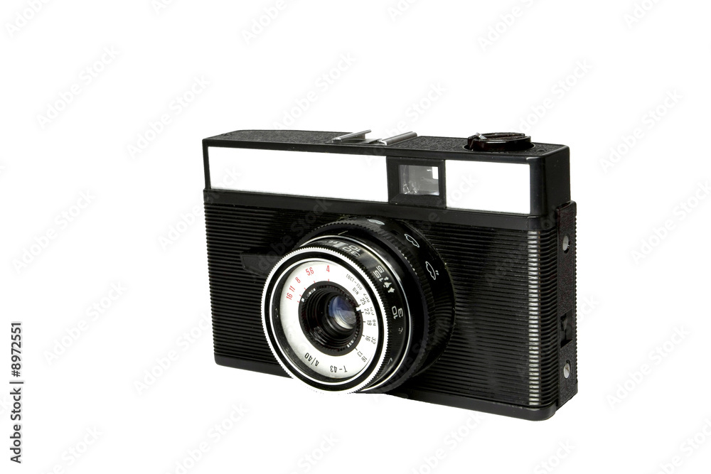 old 35mm photocamera isolated on white