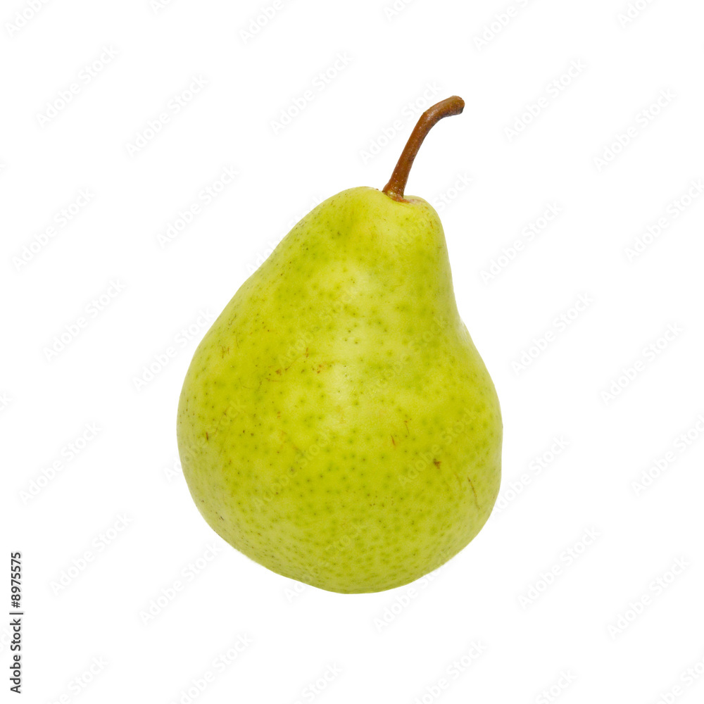 Green pear isolated on white.