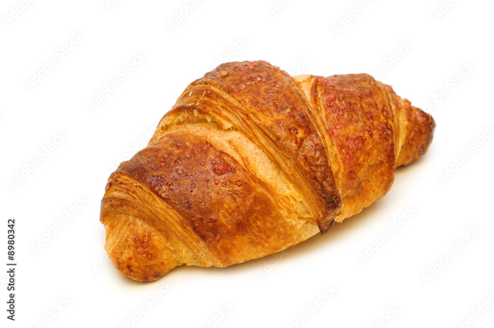 one fresh croissant on white background one fresh croissant on white background