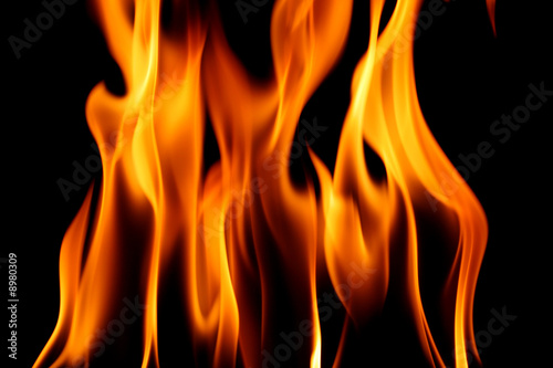 fire on black close up abstract background