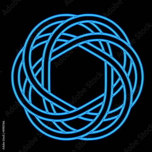 t-shirt art prints, neon blauer kranz, schwarzerhintergrund