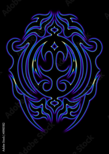 t-shirt art prints, tribal tattoo design, blauer auf schwarzem