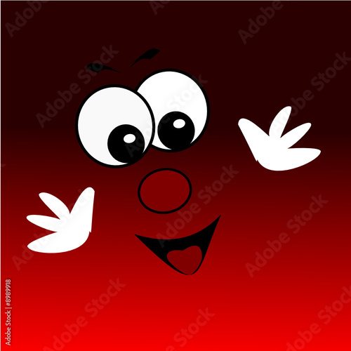 personnage sur fond rouge