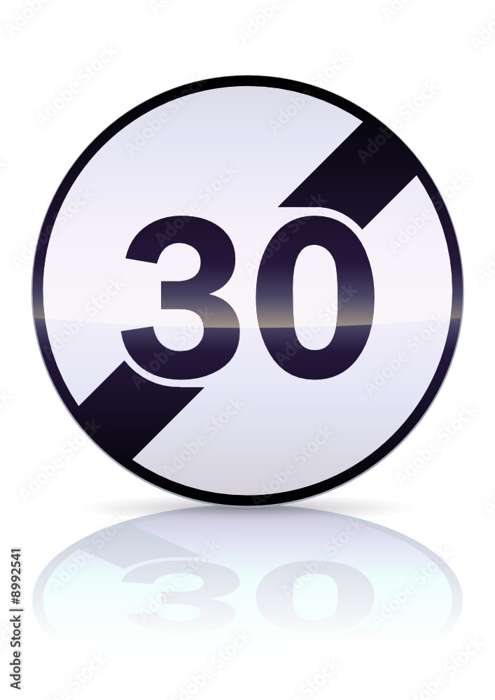 Fin de limitation de vitesse à 30 Km/h (reflet métal) Fin de limitation de vitesse à 30 Km/h (reflet métal)