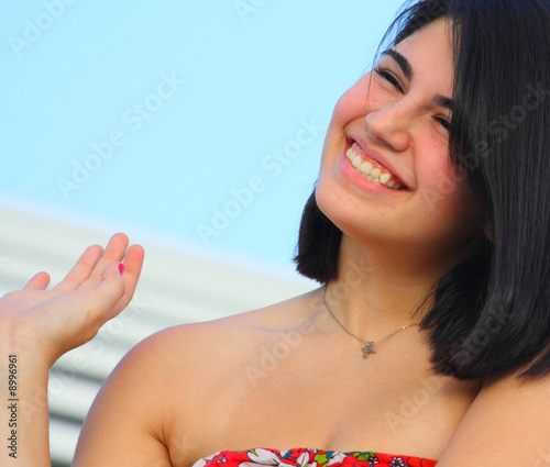 Cute young woman smiling