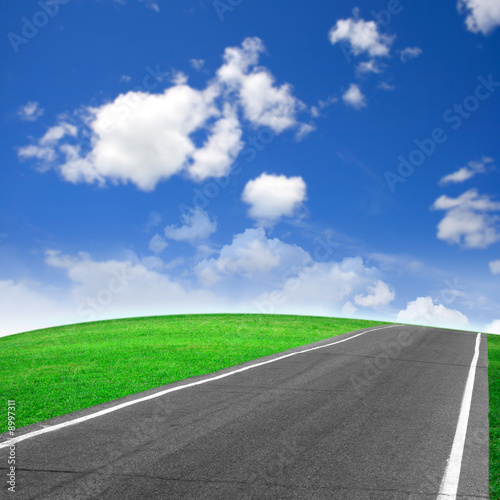 Road and green field