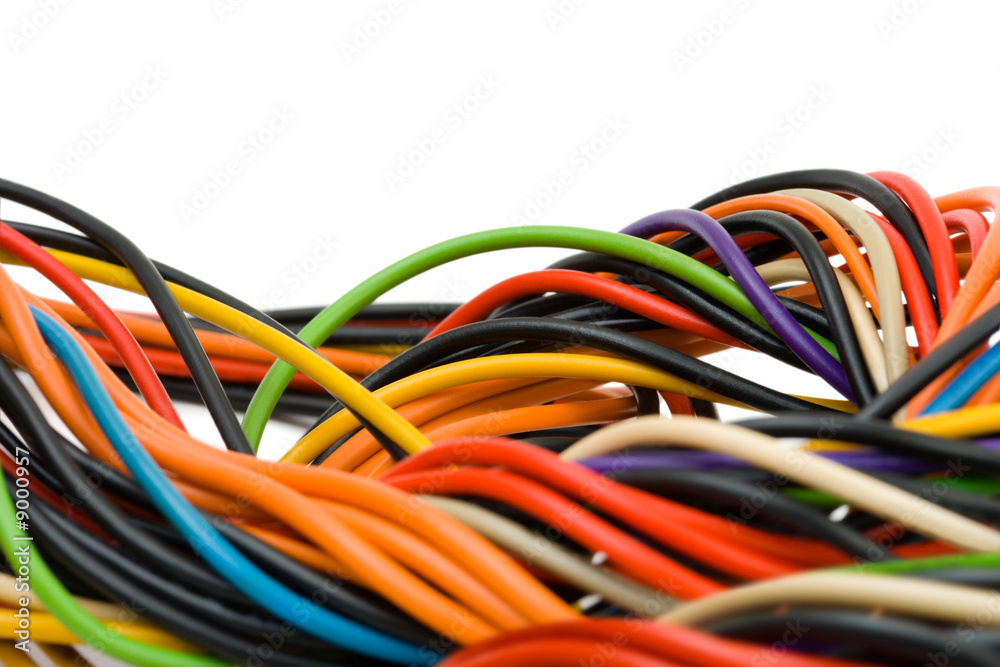 Multicolored computer cable isolated on white background Multicolored computer cable isolated on white background
