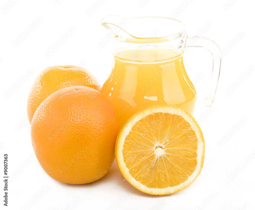Fresh oranges and orange juice Fresh oranges and orange juice