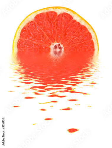 Fresh grapefruit on water. ...