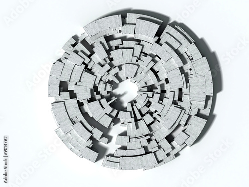 3D rendering of architectural abstract concrete blocks labyrinth