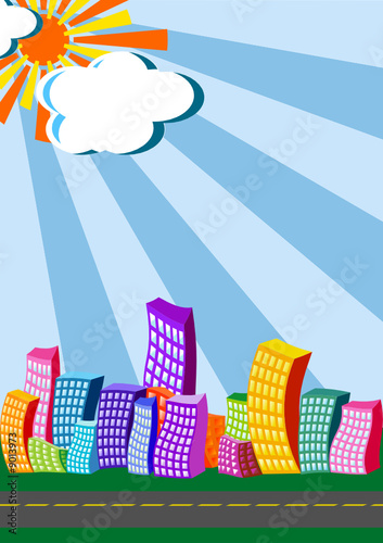 vector city with sub above