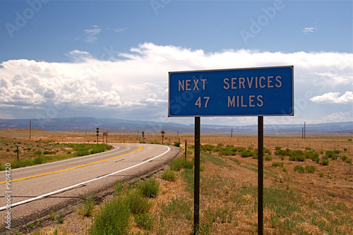 Highway directional signage on a remote stretch of interstate