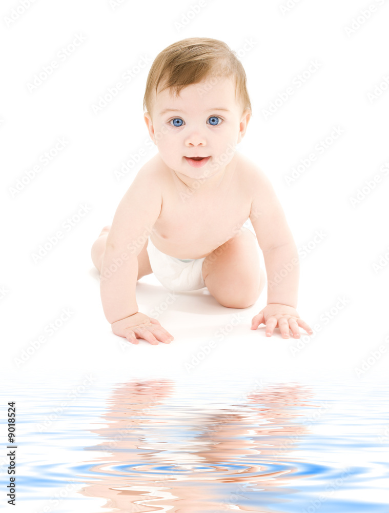 bright picture of crawling baby boy in diaper bright picture of crawling baby boy in diaper