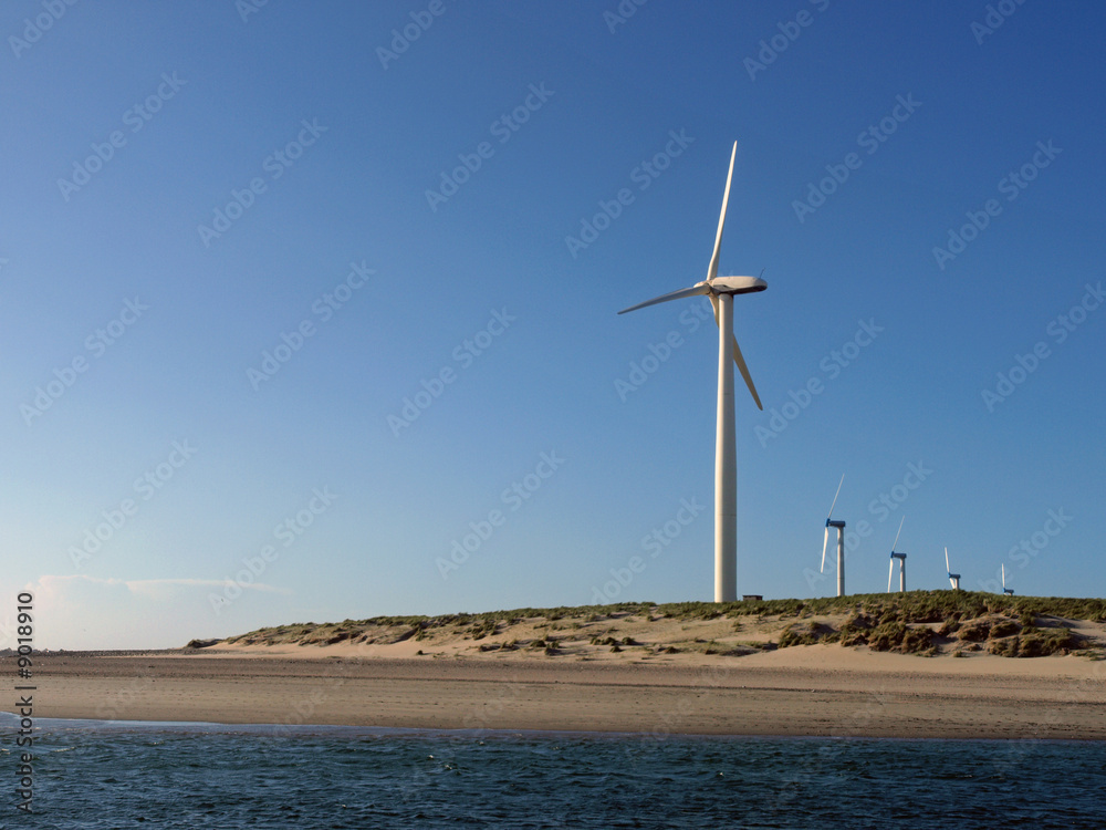 windmills along the beach