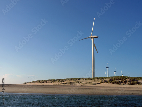 windmills along the beach