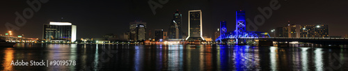 Jacksonville Florida Skyline as seen at night. Panorama