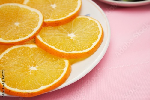 sliced orange on the plate