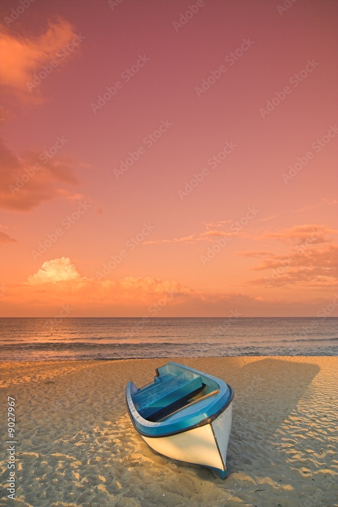 sunset beach boat close up