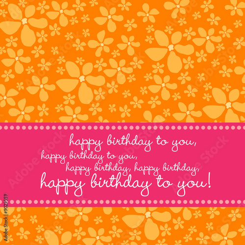 Birthday greetingcard with retro flower pattern