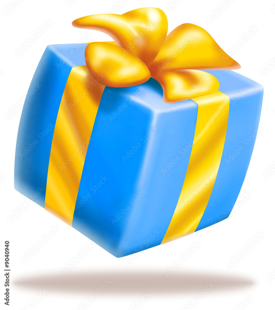 Illustrazione Stock pacco regalo azzurro | Adobe Stock