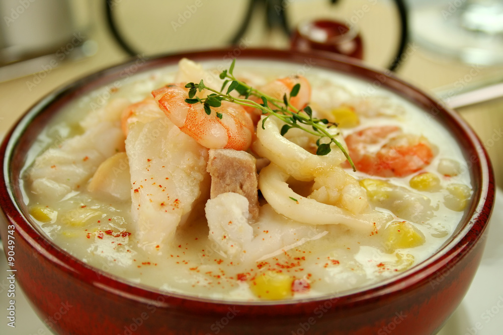 Delicious thick and creamy seafood chowder