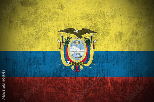Weathered Flag Of Ecuador, fabric textured..