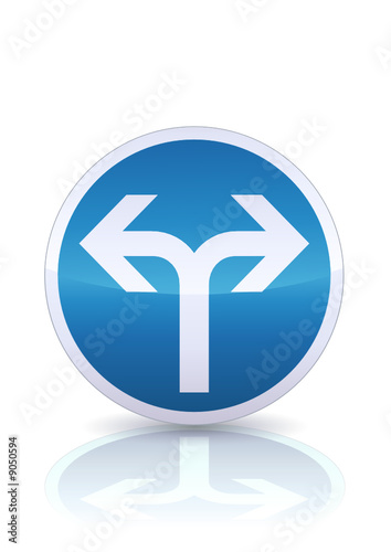 Obligation de tourner à gauche ou à droite (reflet métal)