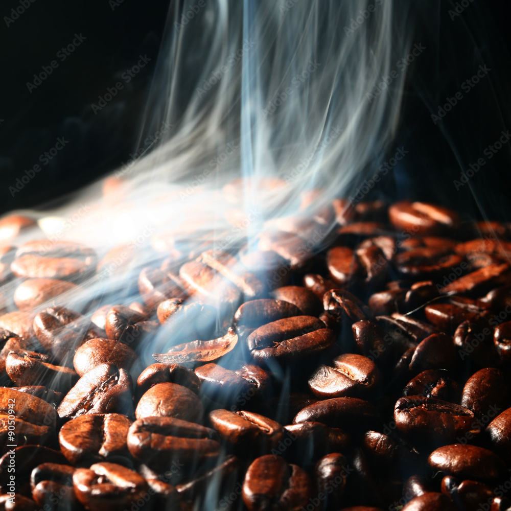 macro coffee beans in aroma smoke macro coffee beans in aroma smoke