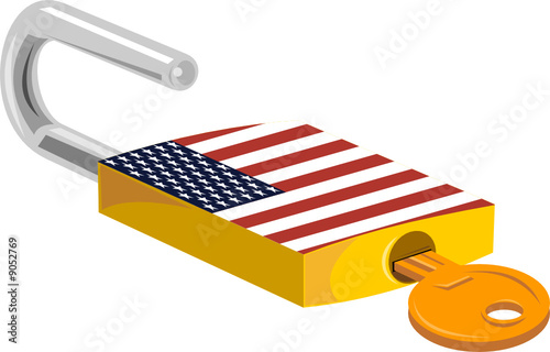 Padlock with American flag