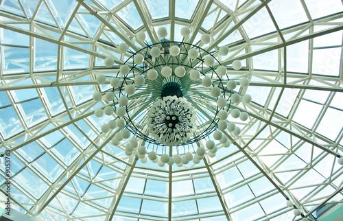 Abstract radial decoration of a shopping center dome