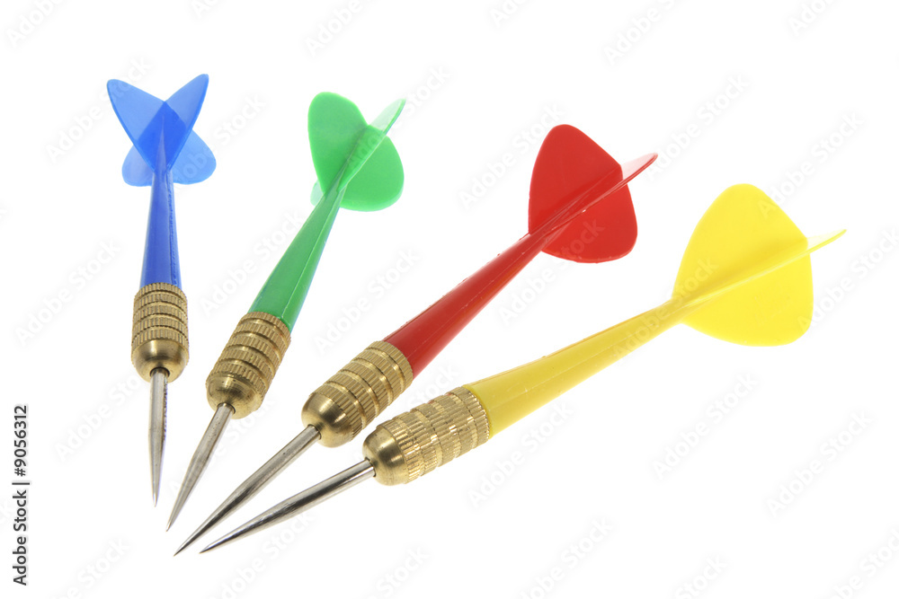 Darts on Isolated White Background