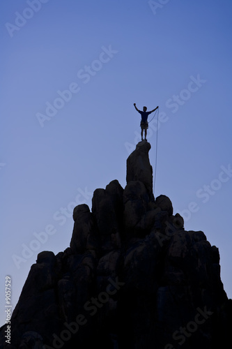 Rock climber on the summit.