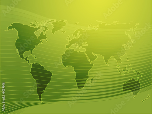 Map of the world illustration  with wavy gradient curves