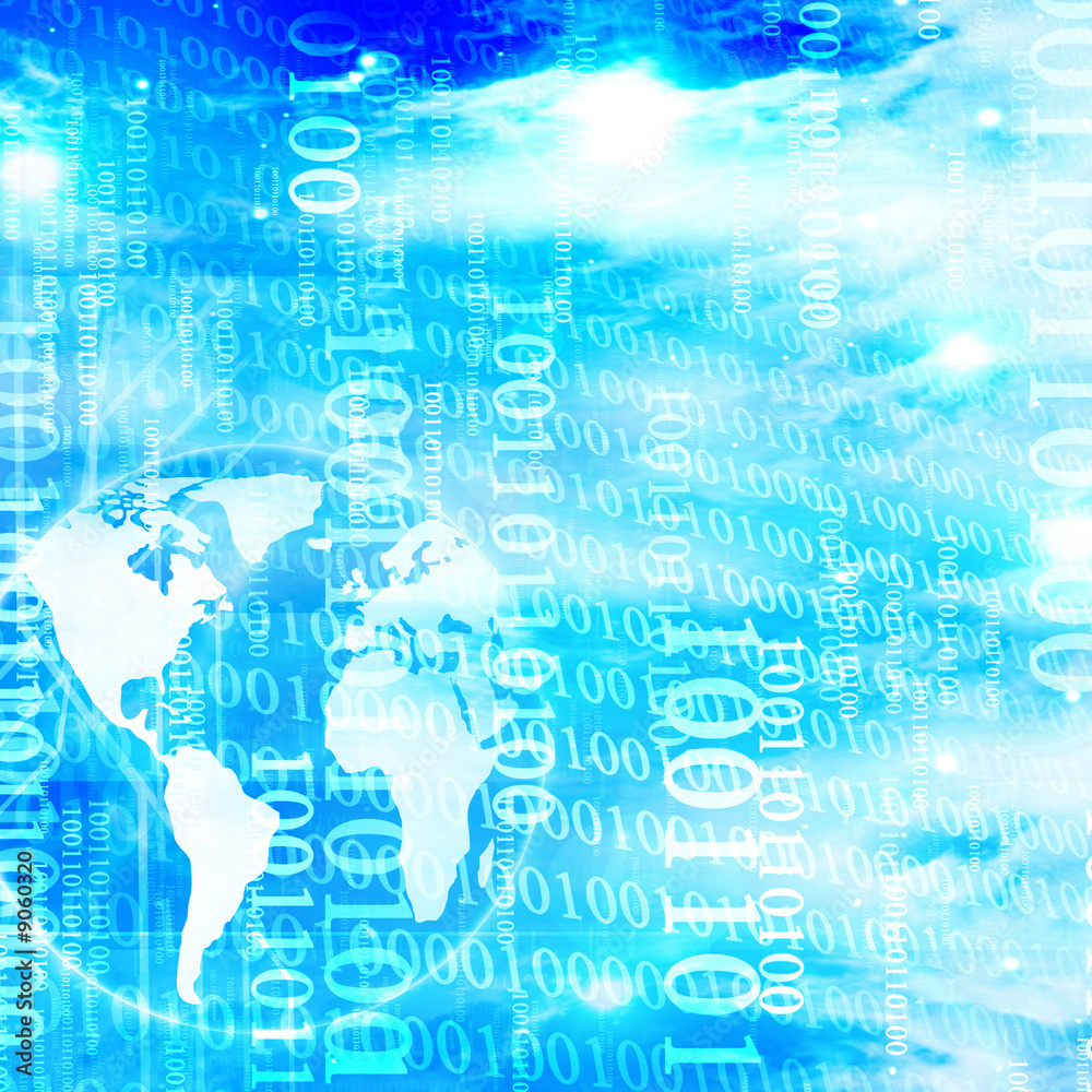 Obraz premium digital world on a soft blue background