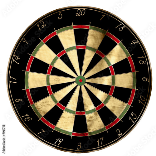 Darts board on a solid white background
