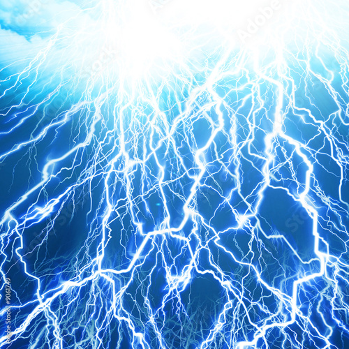 lightning flash on a soft blue background
