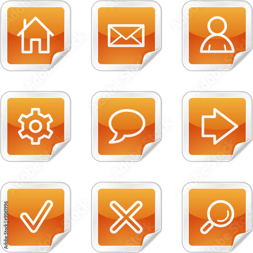 Basic web icons, orange glossy sticker series