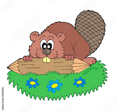 Beaver with log