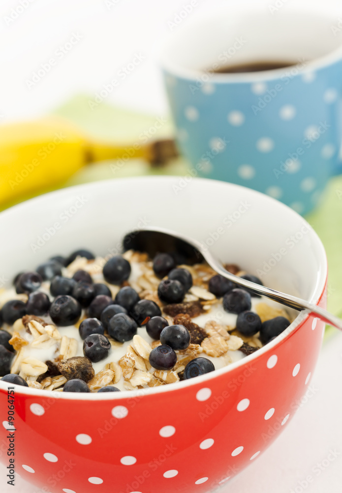 breakfast blueberry yoghurt with coffee and banana breakfast blueberry yoghurt with coffee and banana