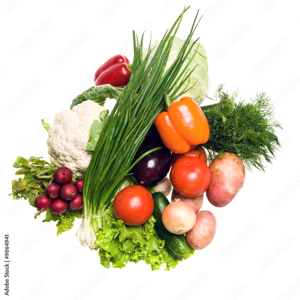Different fresh tasty vegetables isolated on white Different fresh tasty vegetables isolated on white