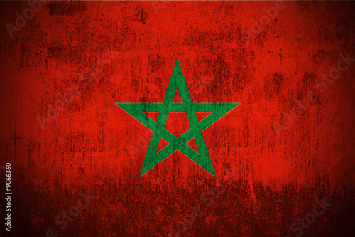 Weathered Flag Of Morocco, fabric textured..