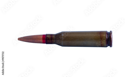 Cartridge of calibre of 5,45 mm on a white background