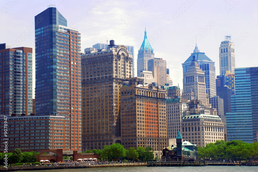 cityscape of New York City from river