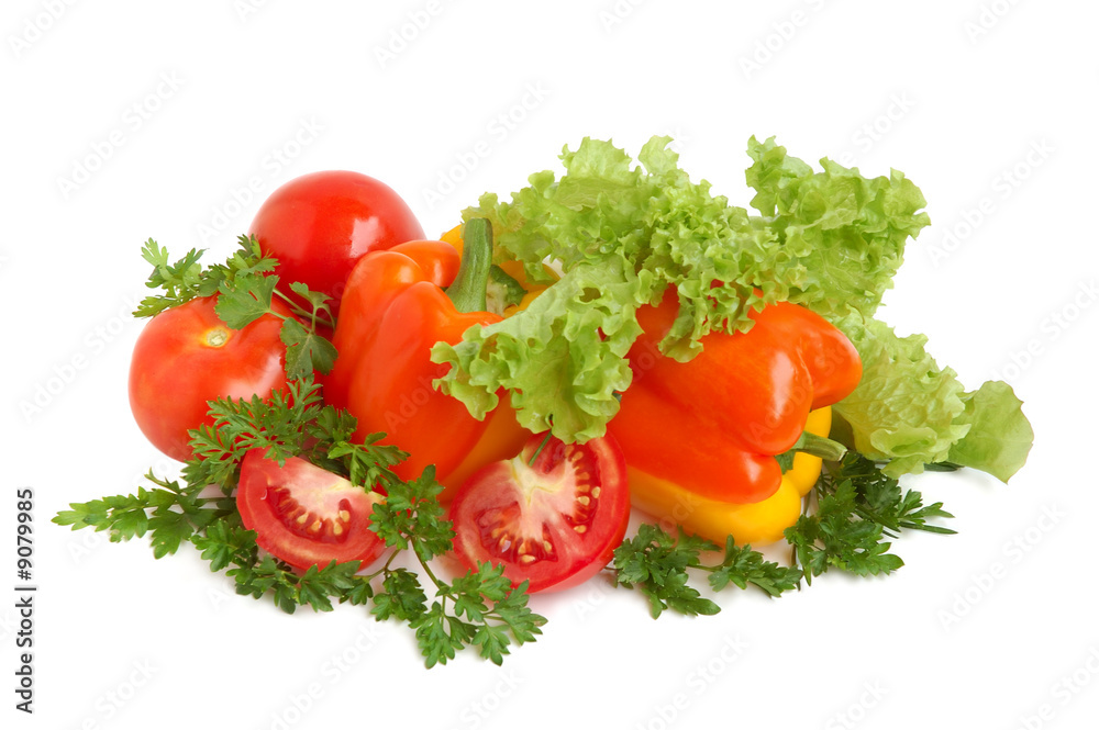 Bell peppers, tomatos, lettuce and parsley